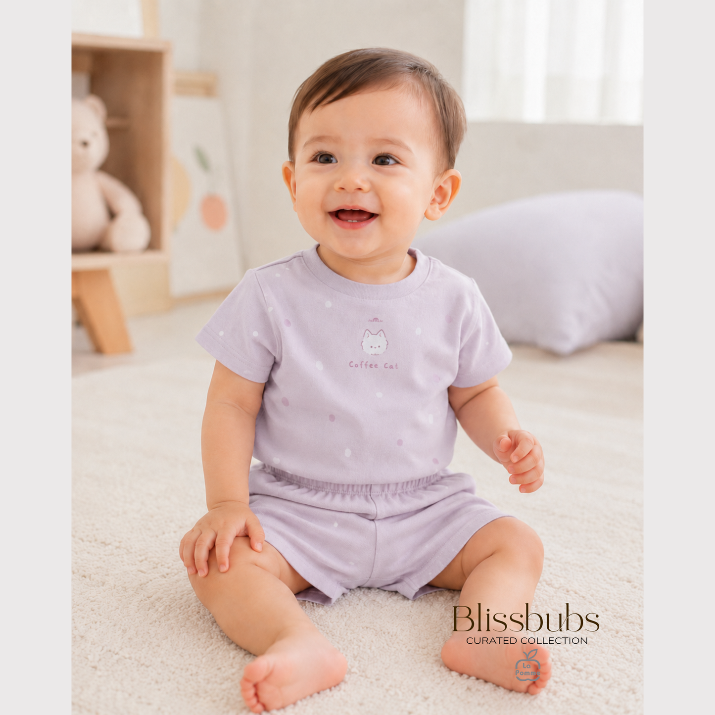 Smooth Touch Coffee Cat Short Set | Silky Soft Signature Petit Comfort