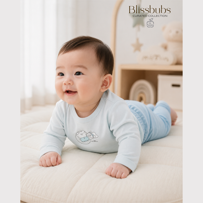 Smooth Touch Blue Swim Long Set | Silky-Soft Signature Petit Comfort