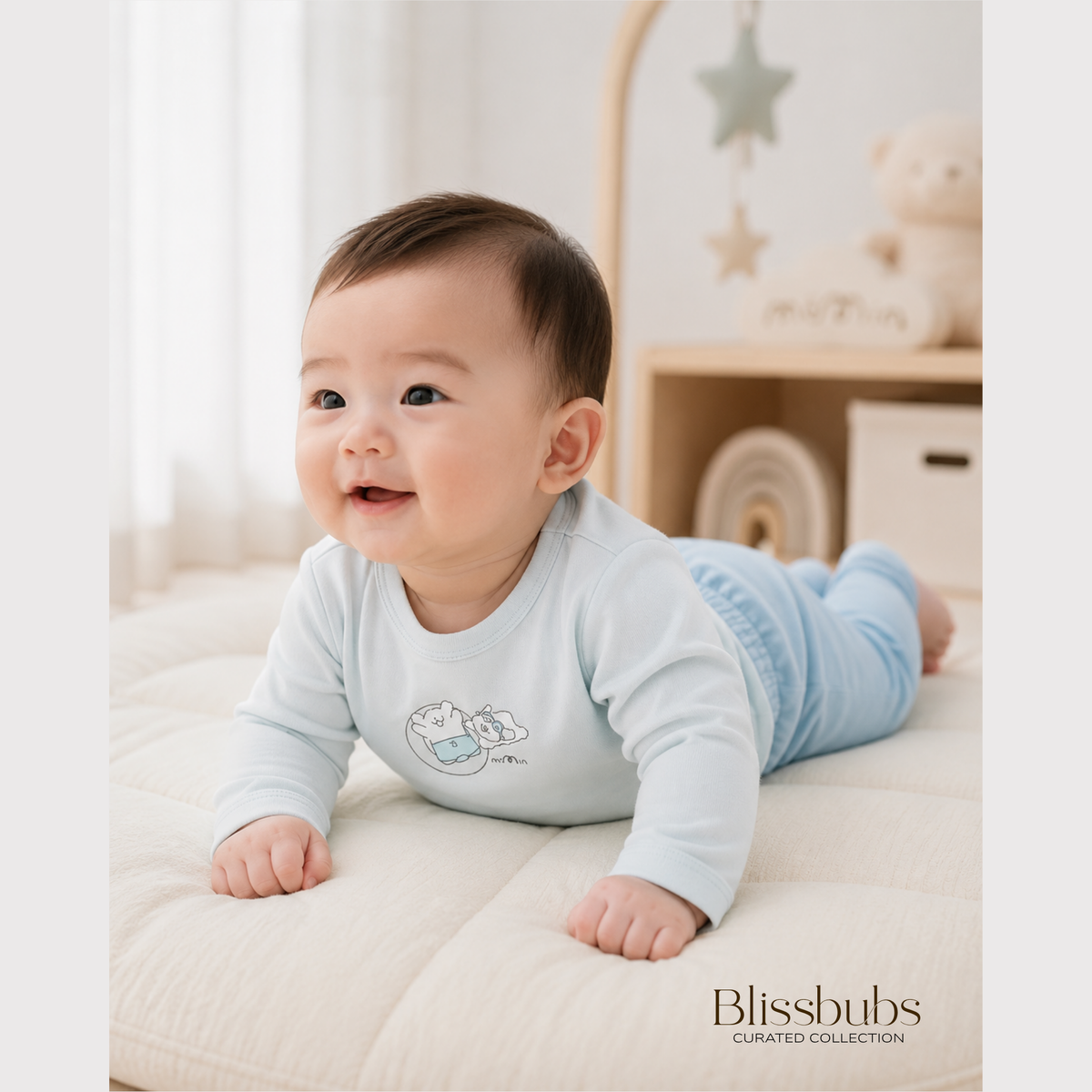 Smooth Touch Blue Swim Long Set